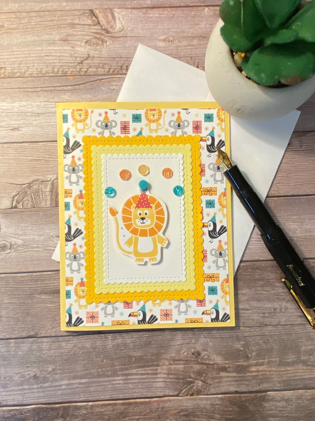 Yellow Framed Animal Birthday Cards